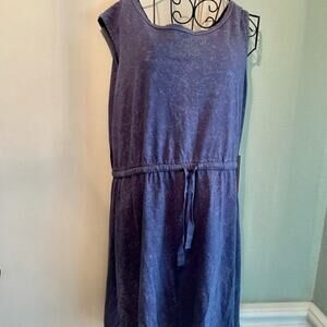 Calvin Klein Plus Size Cotton Drawstring Sleeveless Dress blue XL